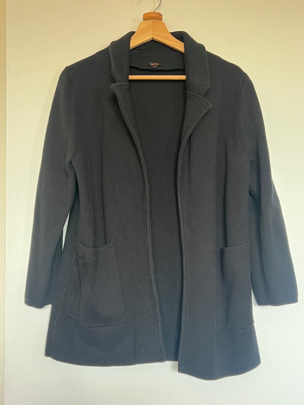 Quince Black knit blazer organic cotton